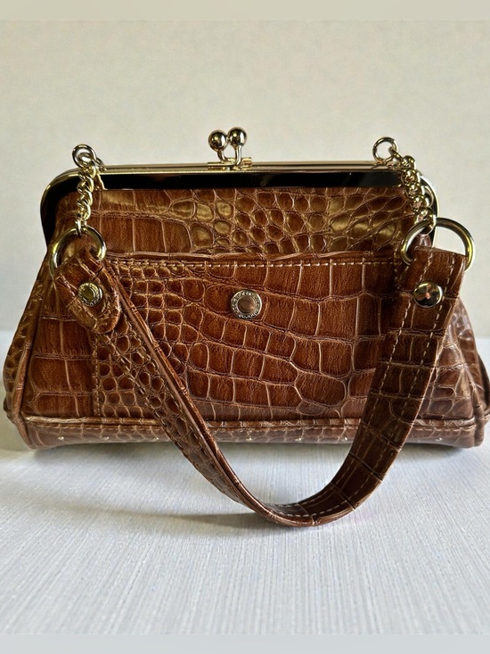 Liz Claiborne Handbags - Vintage Y2K Liz Claiborne Brown Faux Alligator Kiss-Lock Frame Bag Mini Purse